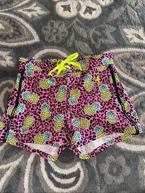 Tucann 🐆🍍 Men's Neon Pink Leopard Pineapple Print Swim Trunks